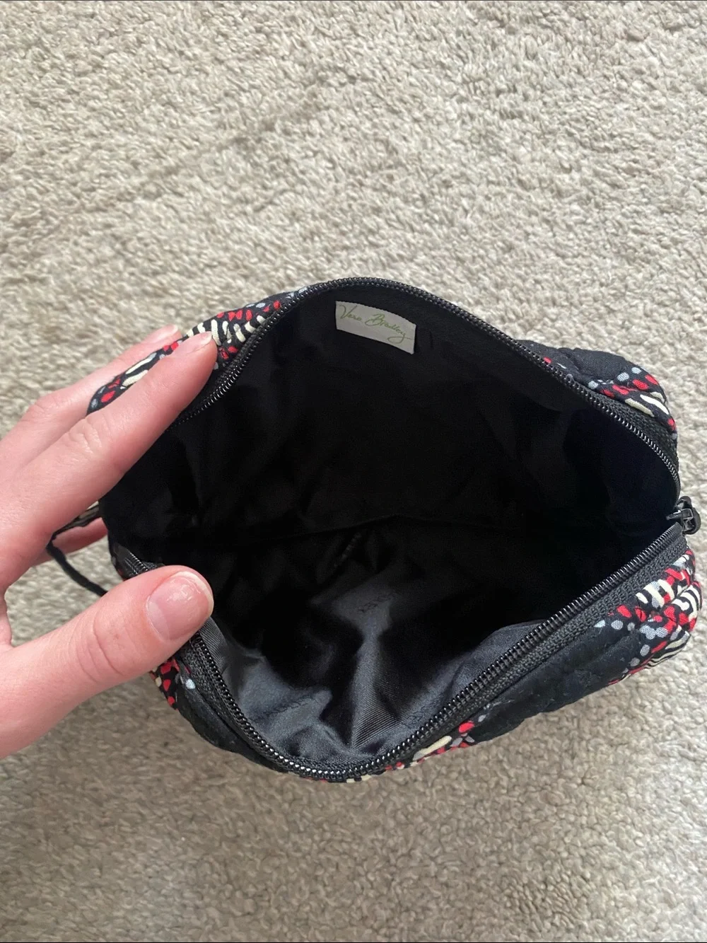 Vera Bradley Quilted Plaid Pouch - Black, Red, Cream